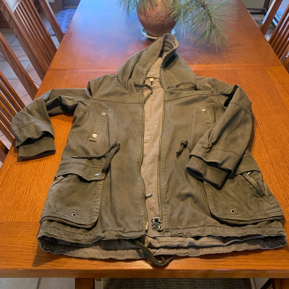 Free People Olive Green Utility Coat Warm!! Oversized